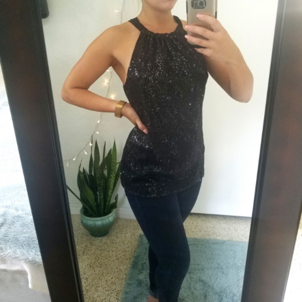 Black Sequenced Top